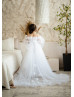 Cold Shoulder White Tulle Long Flower Girl Dress